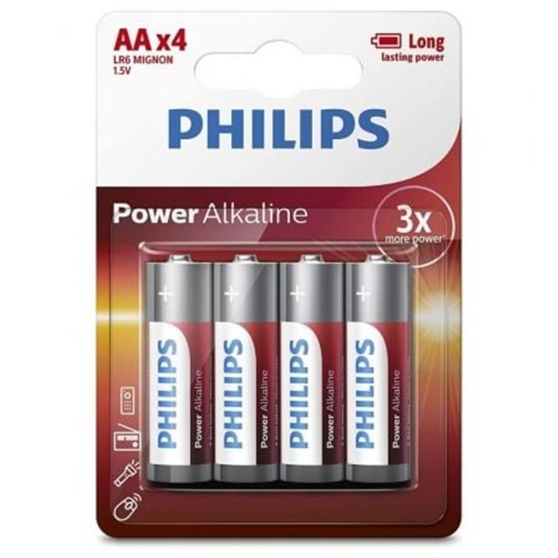 Pack de 4 Pilas AA Philips LR6P4B/05/ 1.5V/ Alcalinas