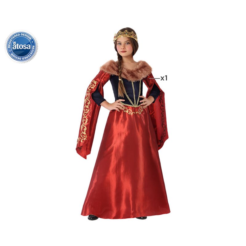 DISFRAZ REINA MEDIEVAL ROJO INFANTIL