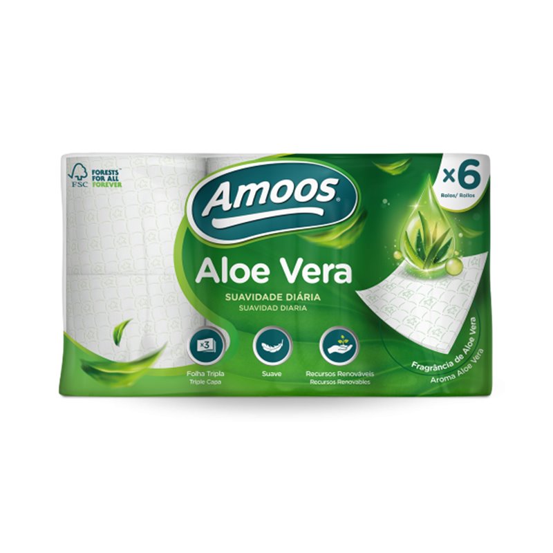 PAPEL HIGIENICO AMOOS ALOE VERA 6 ROLLOS 3 CAPAS