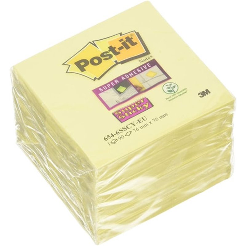 PACK 18+6 BLOCS 90 HOJAS Z-NOTES ADHESIVAS 76X76MM SUPER STICKY CANARY YELLOW R330-SSCY-VP20 POST-IT 7100236629