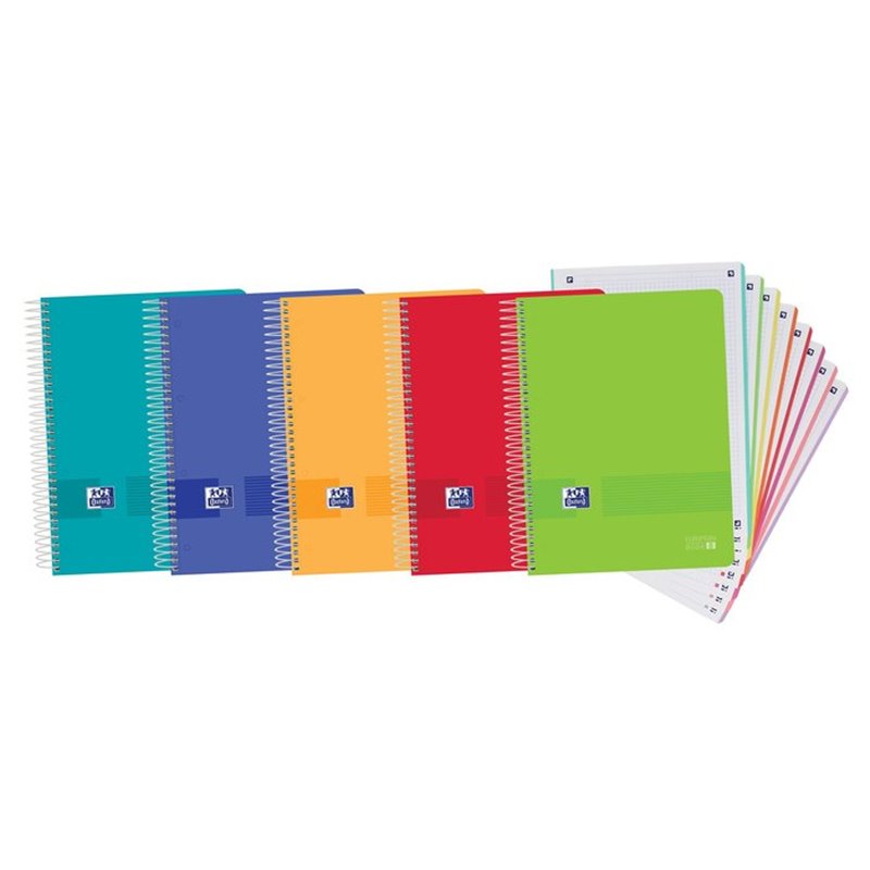 LIBRETA 8 COLORES A4 160H 5x5 TAPA PLASTICO COL. SURT. VIVOS