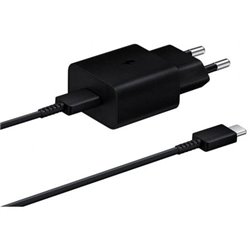 Cargador de Pared Samsung EP-T1510XBEGEU/ 1xUSB Tipo-C + Cable USB Tipo-C/ 15W