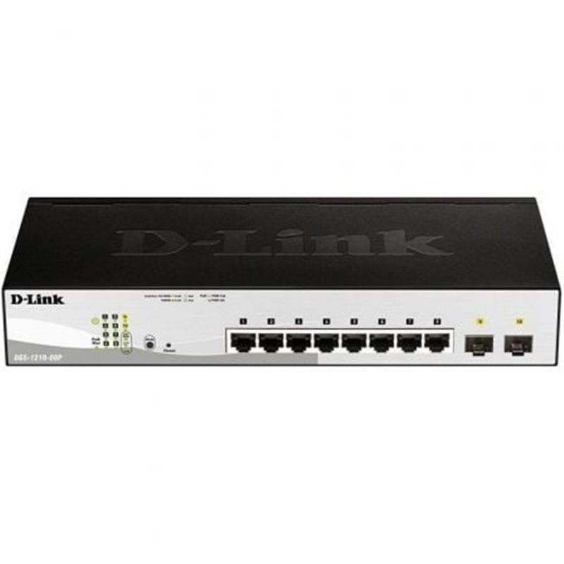 Switch Gestionado D-Link DGS-1210-08P/ 8 Puertos/ RJ45 10/100/1000/ SFP/ PoE