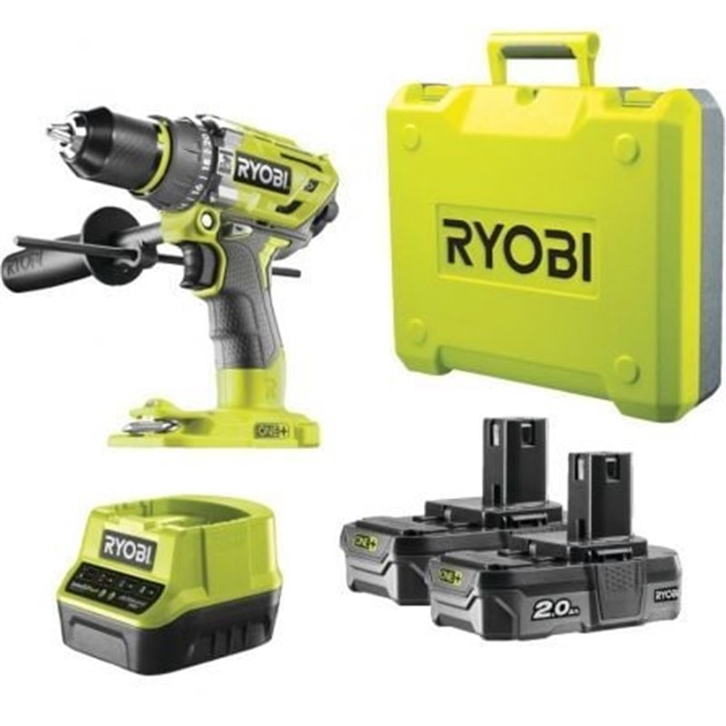 Taladro-Atornillador Sin Cable Ryobi ONE+ R18PD7-220B/ 2 bater�as 18V 2,0 Ah/ Cargador 2,0 A/ Bolsa de Transporte