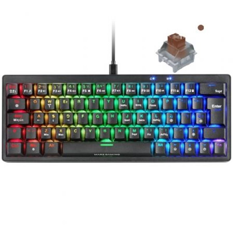 Teclado Gaming Mec�nico Mars Gaming MKMINIPRO/ Switch Marr�n/ Negro