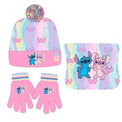 Conjunto gorro guantes braga cuello Stitch Disney