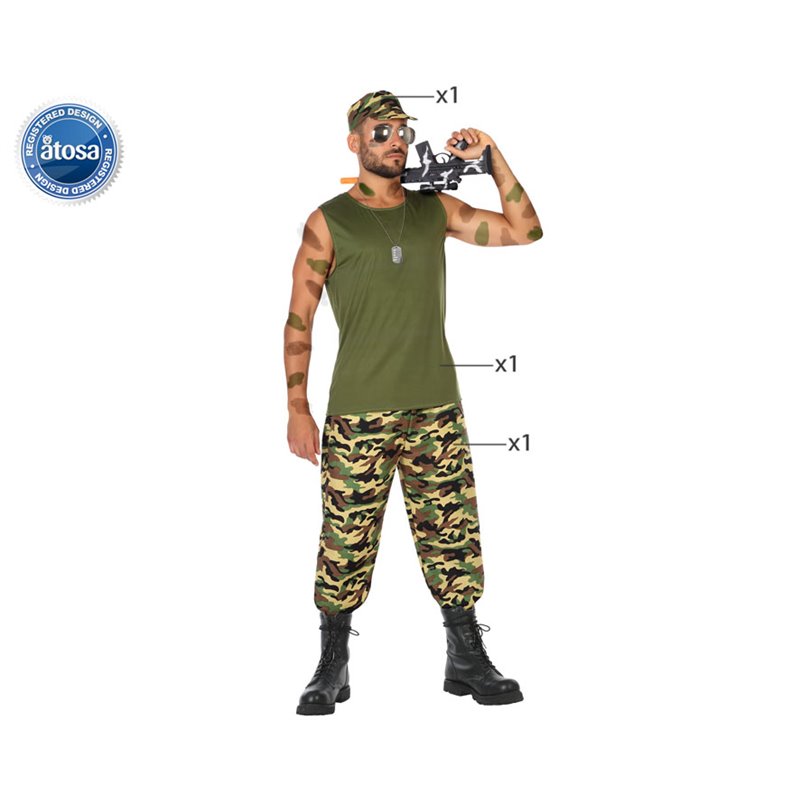 DISFRAZ MILITAR HOMBRE ADULTO CAMUFLAJE VERDE