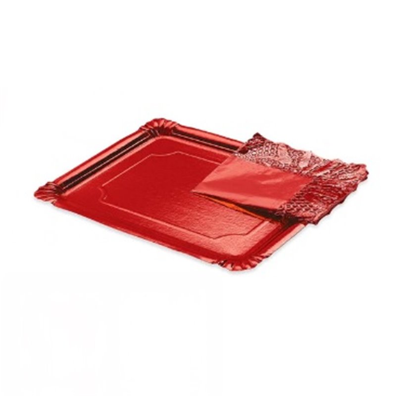 BANDEJA CART�N BLONDA ROJO METALIZADO 34X42CM 1UD