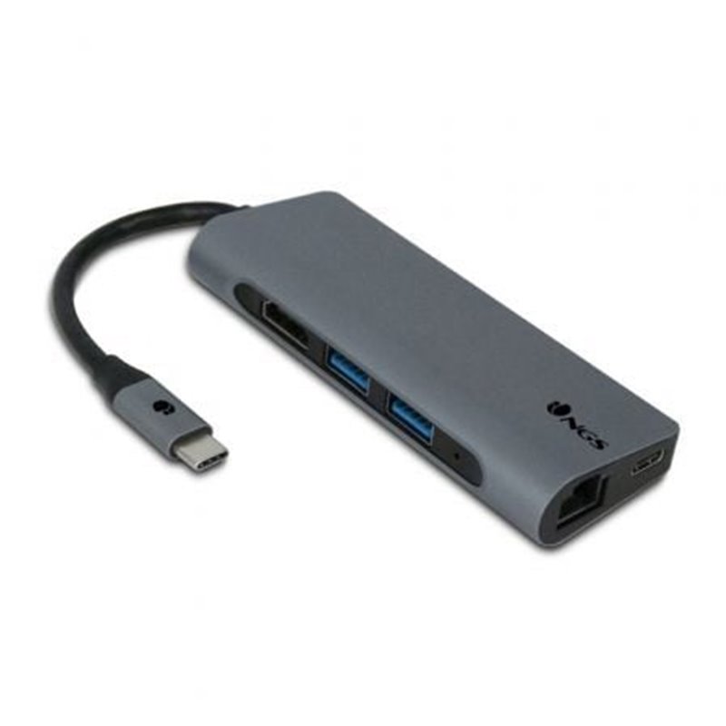 Docking USB Tipo-C NGS WonderDock7/ 2xUSB/ 1xUSB Tipo-C PD/ 1xHDMI/ 1xRJ45/ 1xLector Tarjetas SD