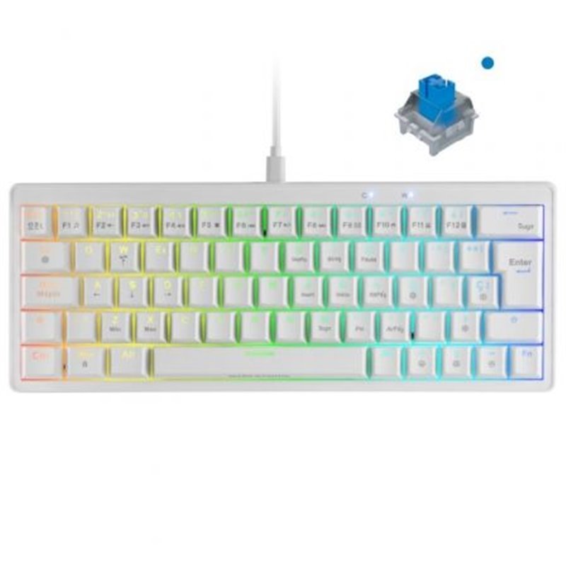 Teclado Gaming Mec�nico Mars Gaming MKMINIPRO/ Switch Azul/ Blanco