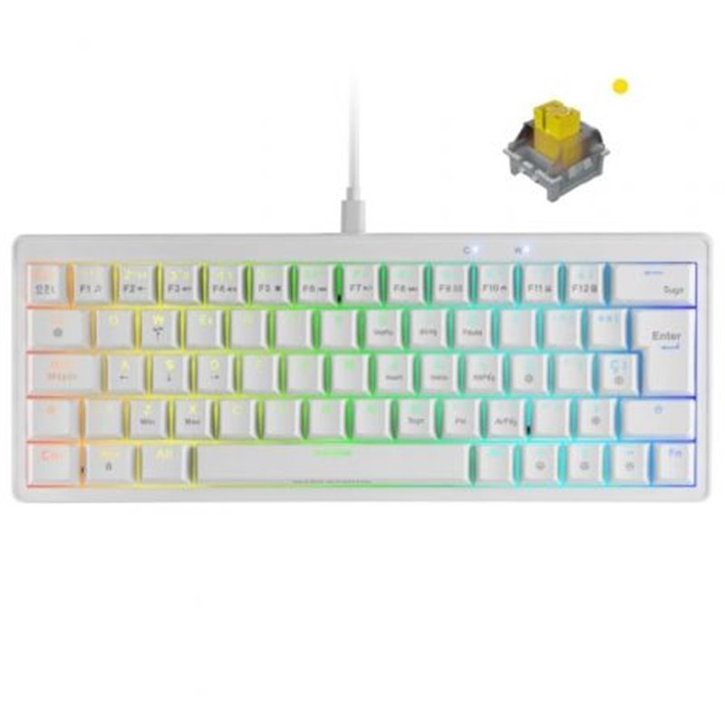 Teclado Gaming Mec�nico Mars Gaming MKMINIPRO/ Switch Amarillo/ Blanco