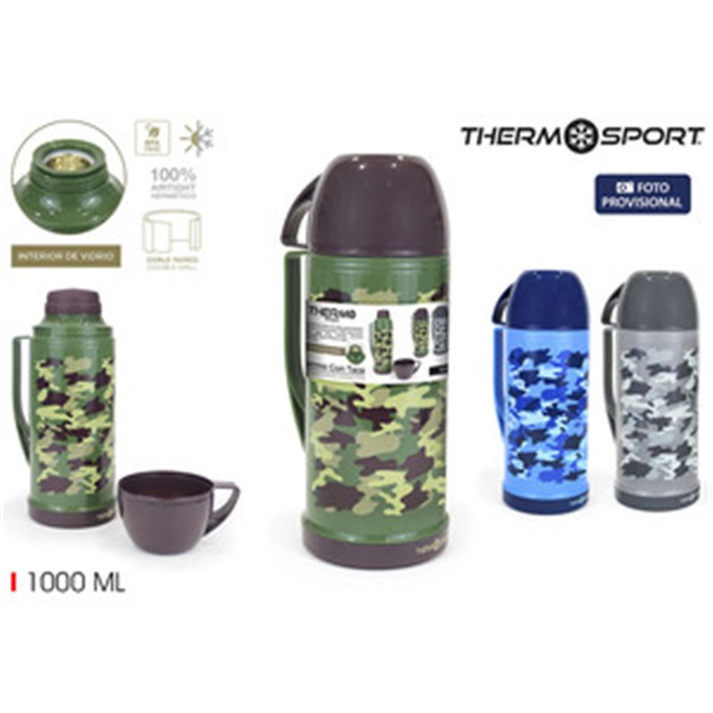 TERMO PLAST. C/TAZA 1L CAMUFLAJE THERMOSPORT