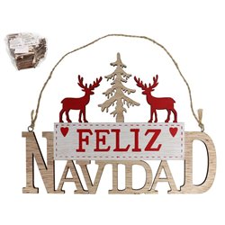 CARTEL FELIZ NAVIDAD DEC. RENOS 20X14 CM