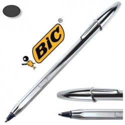 Bol�grafo Bic cristal Shine Plata tinta negro 1,0 mm.