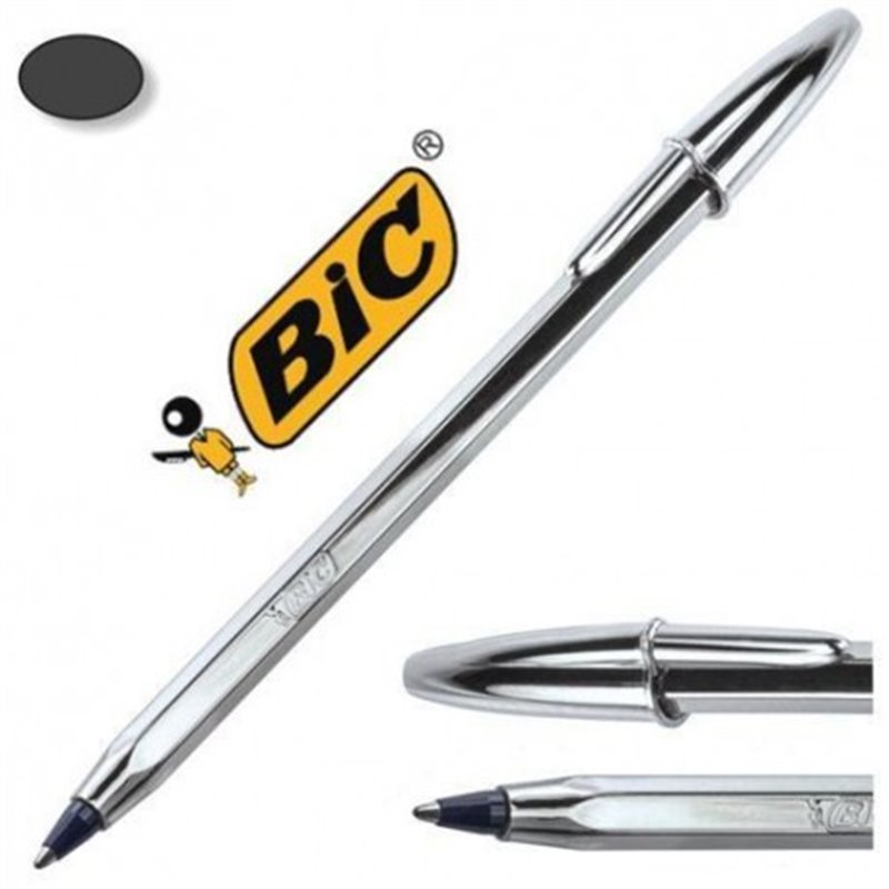 Bol�grafo Bic cristal Shine Plata tinta negro 1,0 mm.