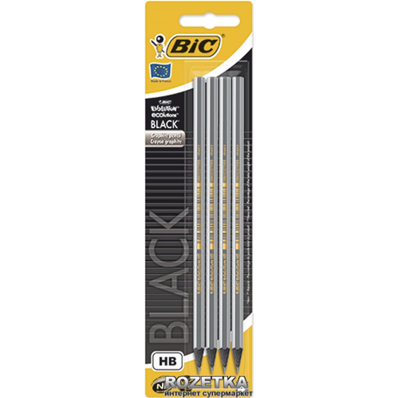 LAPIZ BIC NEGRO SIN MADERA x4uni.