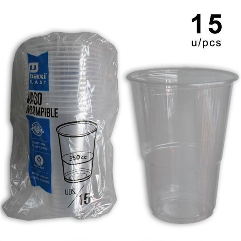 VASOS PLASTICO X16 TRANSPARENTE 350CC.