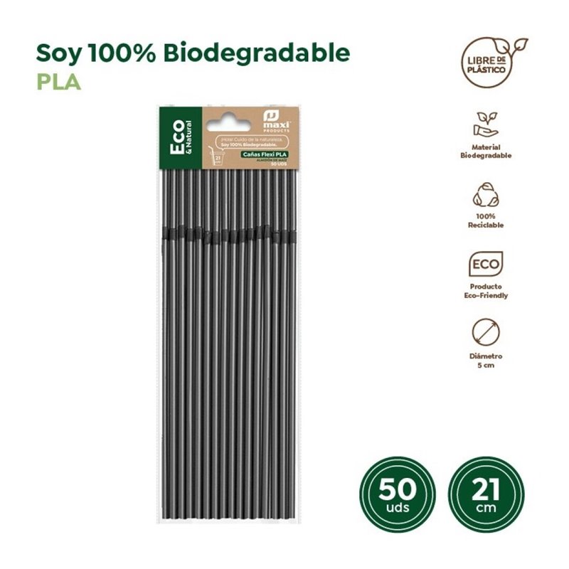 PAJITAS FLEXIBLES BIODEGRAFABLES NEGRAS