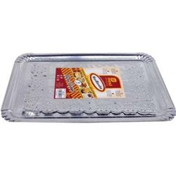 BANDEJA CARTON RECTANGULAR PLATA + BLONDA 31 x 38cm