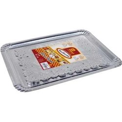 BANDEJA CARTON RECTANGULAR +BLONDA 25X34cm PLATA