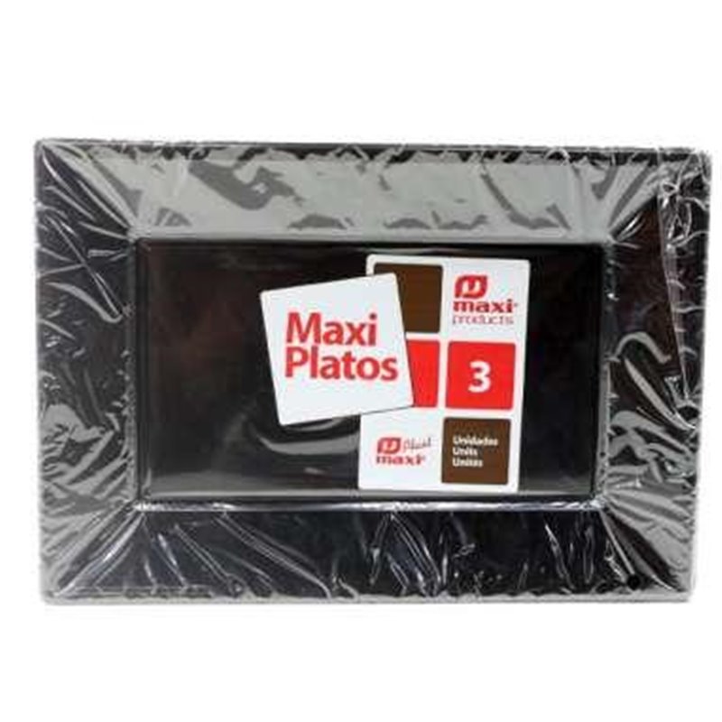 BANDEJA RECTANGULAR PLASTICO NEGRA 33x22.5cm x3uni.