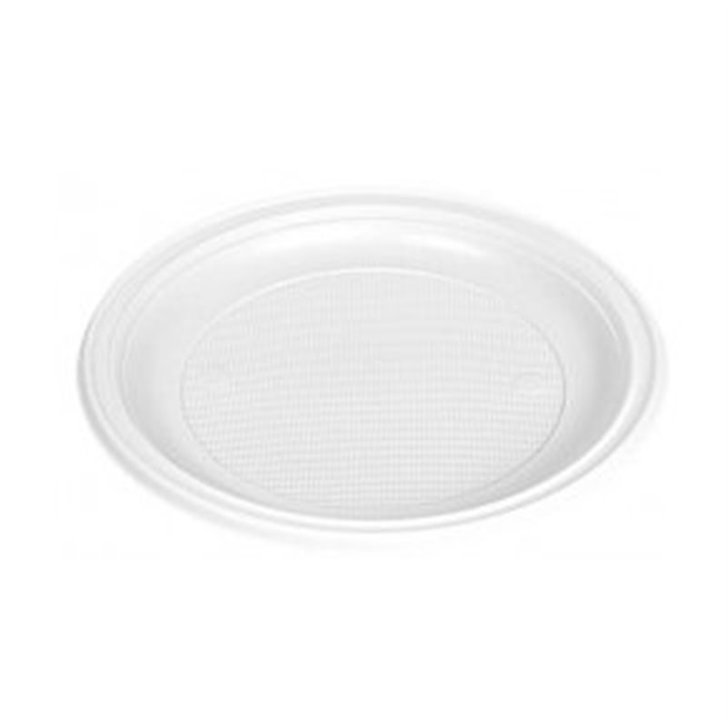 PLATO PLASTICO LLANO BLANCO 205mm x 100uni