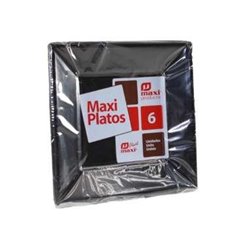 PLATO PLASTICO NEGRO 17cm x 6uni.