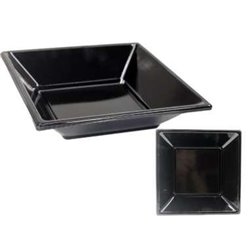 PLATO PLASTICO CUADRADO HONDO NEGRO 17cm x6uni.