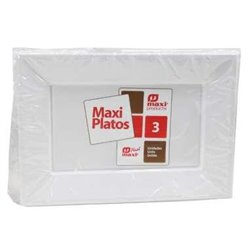 BANDEJA RECTANGULAR PLASTICO BLANCA 330x225cm x3uni.