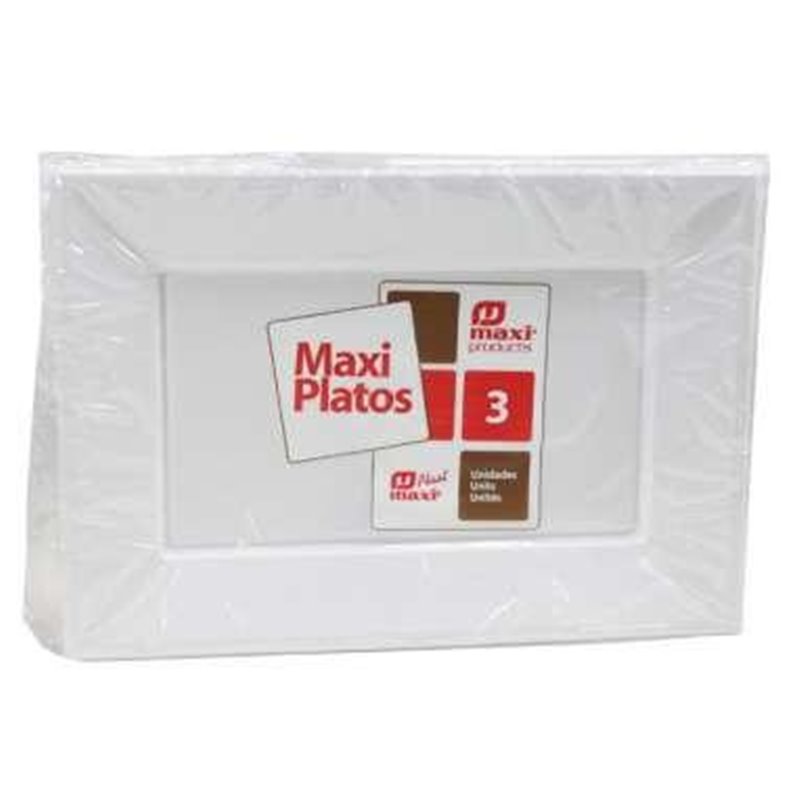 BANDEJA RECTANGULAR PLASTICO BLANCA 330x225cm x3uni.