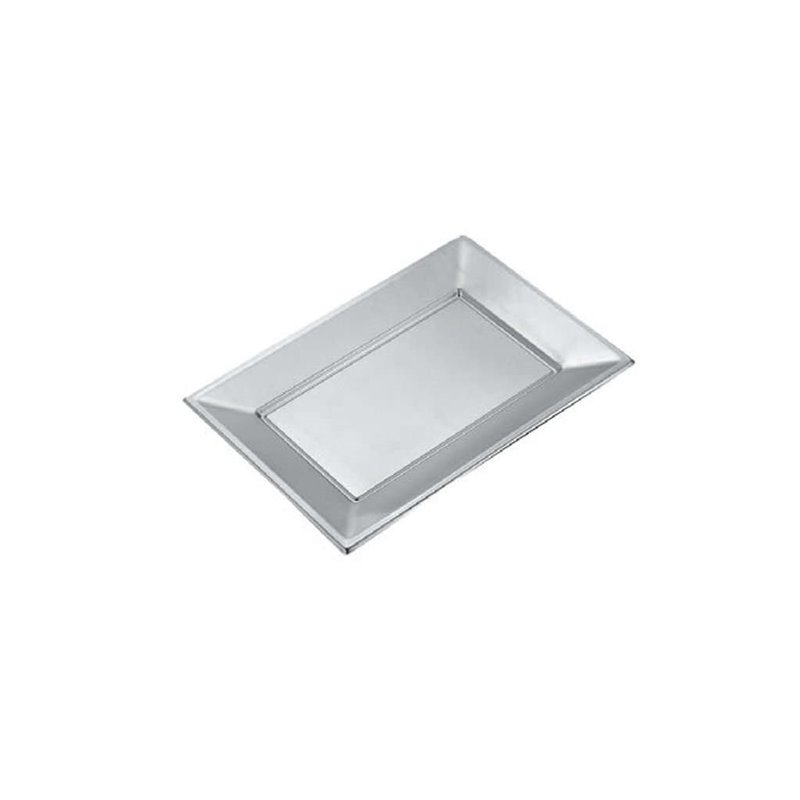 BANDEJA PLASTICO RECTANGULAR PLATEADA 330x225mm x2uni.