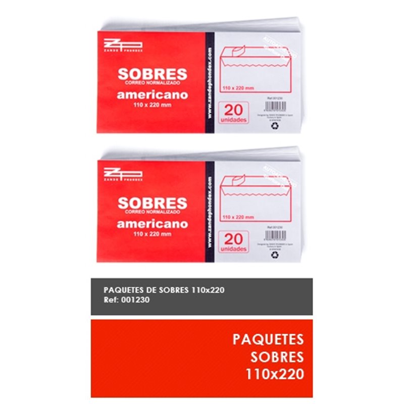 SOBRES CORREO NORMALIZADO x20uni  120 X 176mm