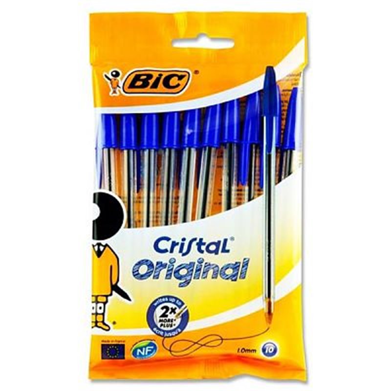 BOLIGRAFO BIC CRISTAL AZUL BLISTER 10UDS