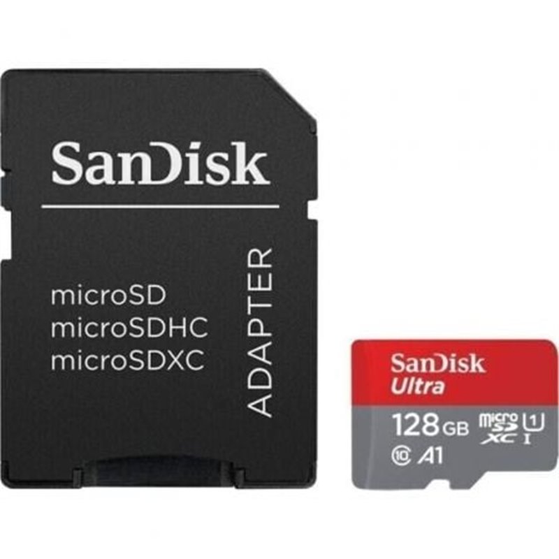 Tarjeta de Memoria SanDisk Ultra 128GB microSD XC con Adaptador/ Clase 10/ 140MBs