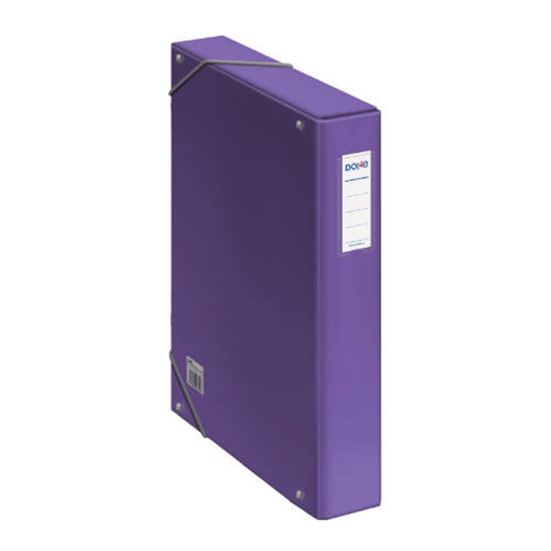 CAJAS DE PROYECTOS CARTÓN FORRADO LOMO DE 5 CM MORADO CON ETIQUETA 245X350X50 DOHE 10363