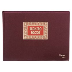 LIBRO DE REGISTROS REGISTRO SOCIOS FOLIO APAISADO 100 HOJAS NUMERADAS DOHE 09914