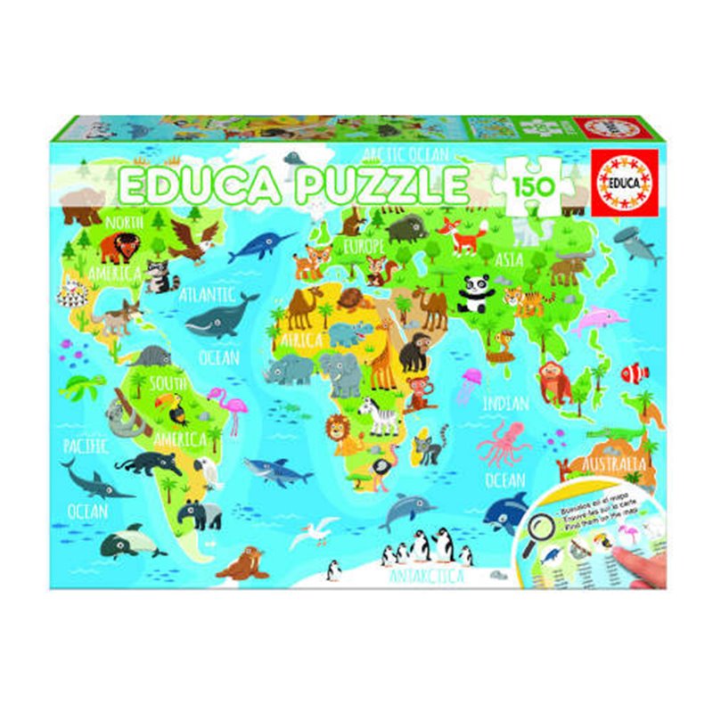 PUZZLE 150 MAPAMUNDI ANIMALES DE 6-8 AÑOS EDUCA BORRAS 18115