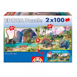 PUZZLE 2x100 DINO WORLD DE 6-8 AÑOS EDUCA BORRAS 15620