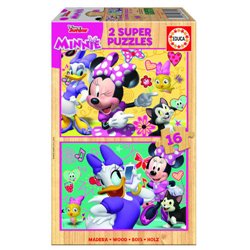 PUZZLE MADERA MINNIE HAPPY HELPERS 2X16 PIEZAS  EDUCA BORRAS