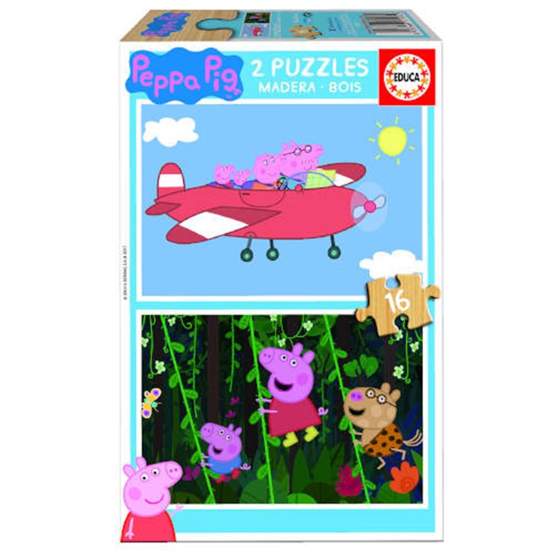 PUZZLE MADERA PEPA PIG 2X16 PIEZAS  EDUCA BORRAS 17157