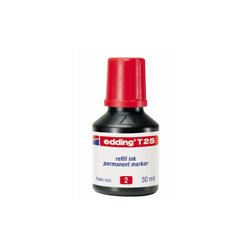 FRASCO TINTA PARA RELLENAR 25ML ROJA EDDING T25-002