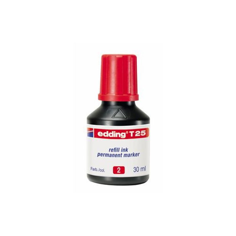 FRASCO TINTA PARA RELLENAR 25ML ROJA EDDING T25-002