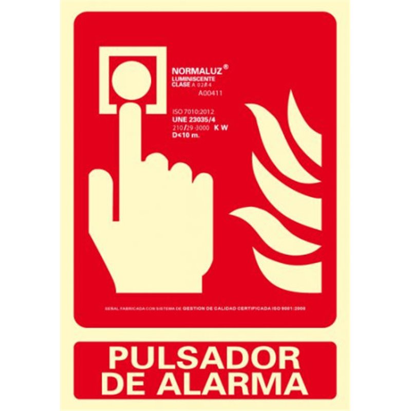 SEÑAL "PULSADOR DE ALARMA" 210X300 PVC ROJO ARCHIVO 2000 6171-04H RJ