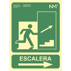 SEÑAL "SALIDA EMERGENCIA ESCALERA SUBE DERECHA" 224X300 PVC VERDE ARCHIVO 2000 6170-14H VE