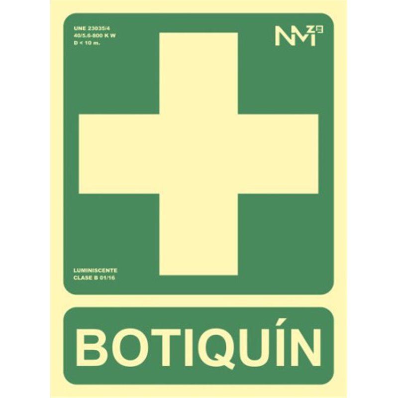 SEÑAL "BOTIQUÍN" 224X300 PVC VERDE ARCHIVO 2000 6170-05H VE