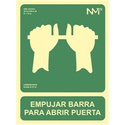 SEÑAL "EMPUJAR BARRA PARA ABRIR PUERTA" 224X300 PVC VERDE ARCHIVO 2000 6170-01H VE