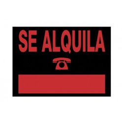 CARTEL "SE ALQUILA" 350X250 MM PVC NEGRO ARCHIVO 2000 6168 NE