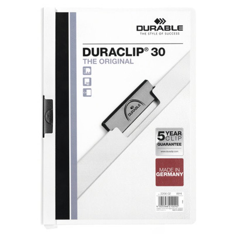 DOSSIER CON CLIP 30 H A4 BLANCO DURABLE 2200-02