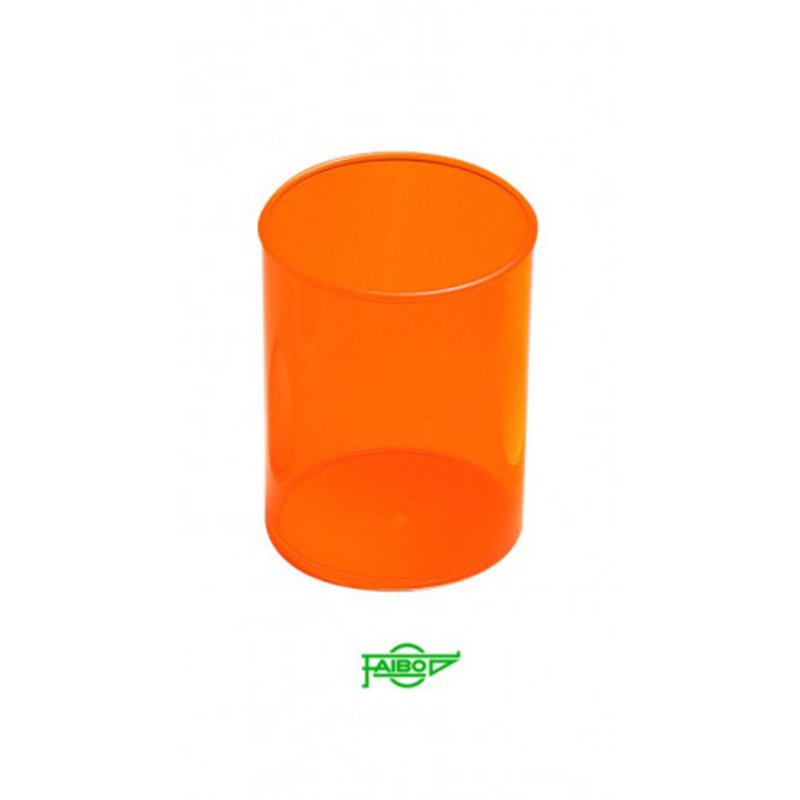 CUBILETE DE PLASTICO 78 MM. DIAMETRO X 100 MM. ALTO TRANSPARENTE NARANJA FAIBO 205-18