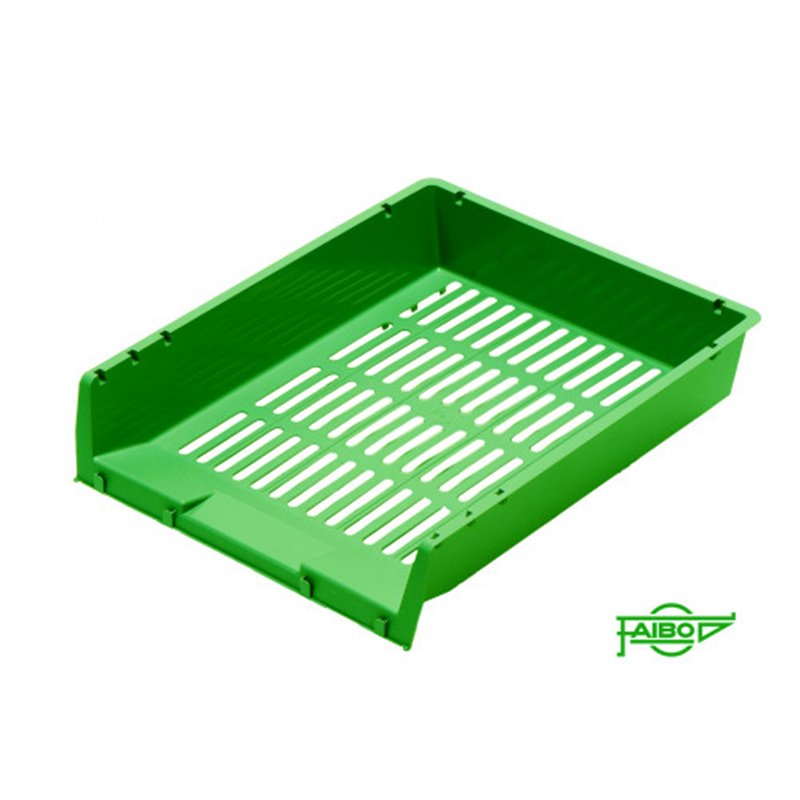 BANDEJA APILABLE DE PLASTICO 340X275X65 MM. COLOR VERDE FAIBO 90-04